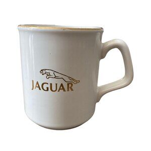 Jaguar Car Brand Logo Coffee Mug Made in England 8 oz Gold White